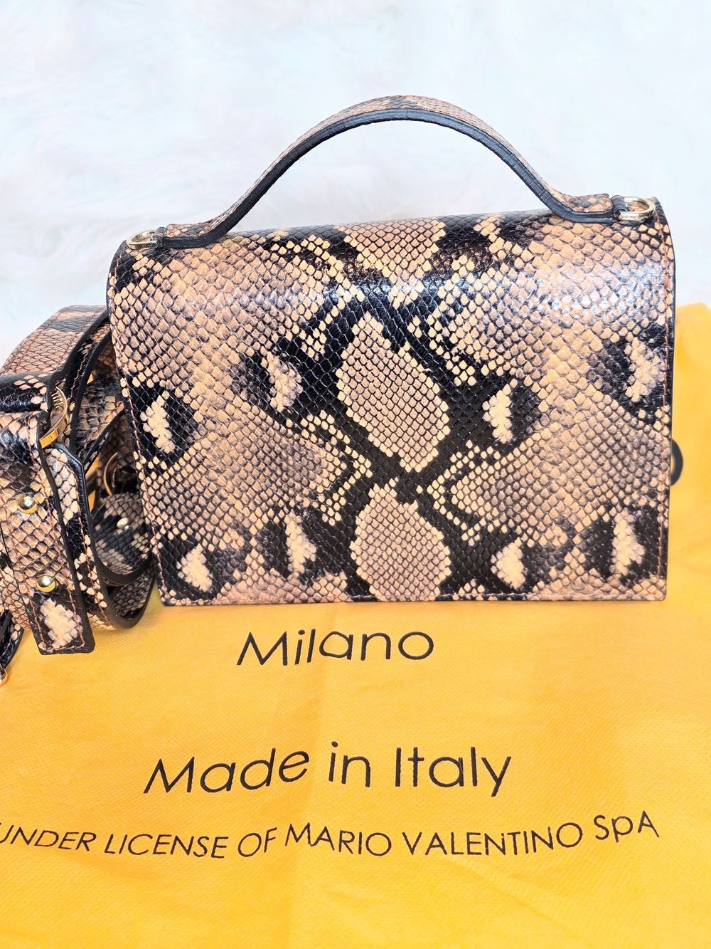 Valentino By Mario Valentino Titti Python Embossed Leather Top-Handle/Crossbody - Picture 3 of 13